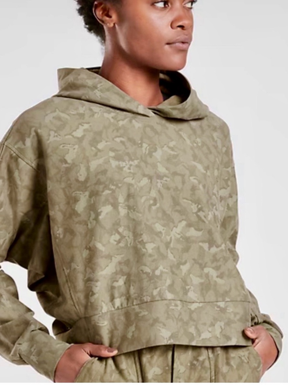 Athleta Olive Camo small Hooded Sweatshirt